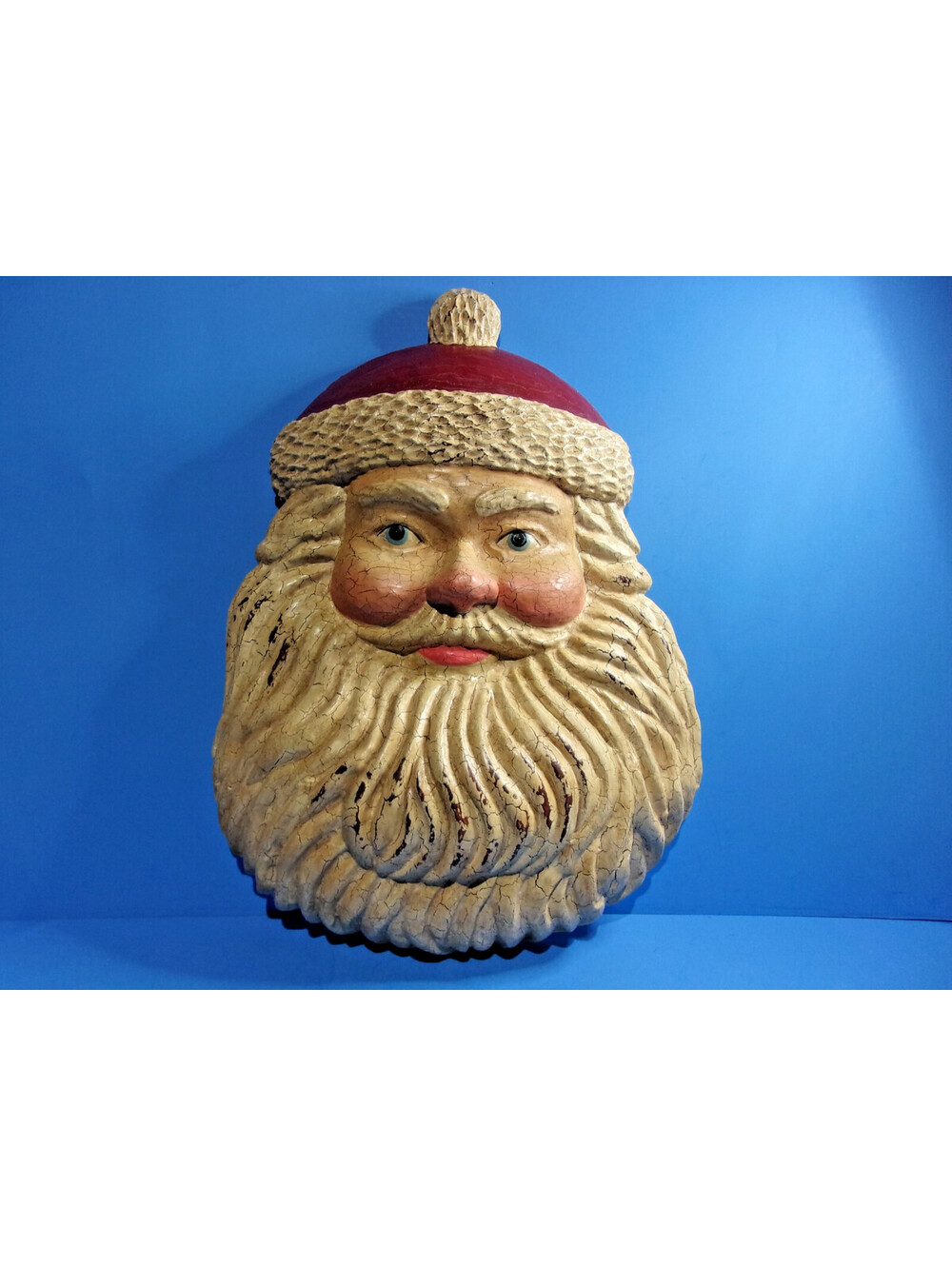 Vintage Santa Face Head Wall Hanging Crackle Primitive Christmas 46746 Dept 56